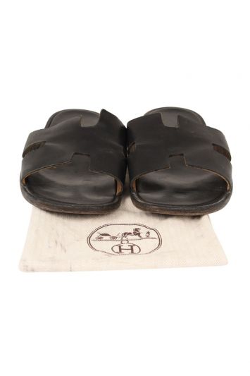 HERMES LEATHER IZMIR SLIDE SANDALS