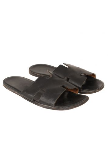 HERMES LEATHER IZMIR SLIDE SANDALS