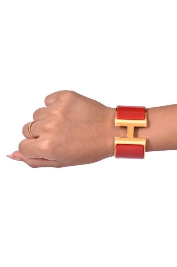 Hermes Maroon Thick Enamel H Clic Clac Bracelet