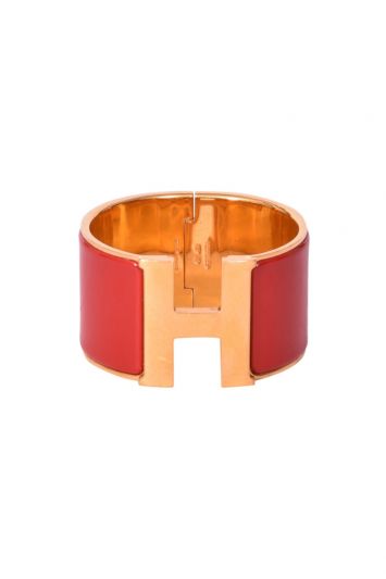 Hermes Maroon Thick Enamel H Clic Clac Bracelet