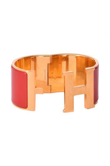 Hermes Maroon Thick Enamel H Clic Clac Bracelet