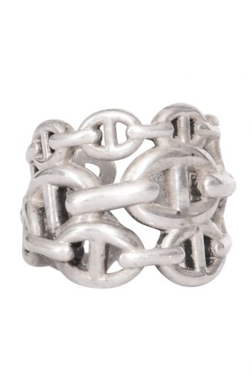 Hermes Sterling Silver Chaine D’ancre Enchainee Ring
