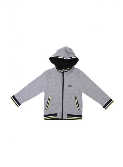 HUGO BOSS GREY AND BLACK STRIPES HOODIE