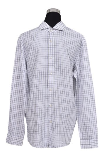 Hugo Boss White & Blue Checkered Shirt