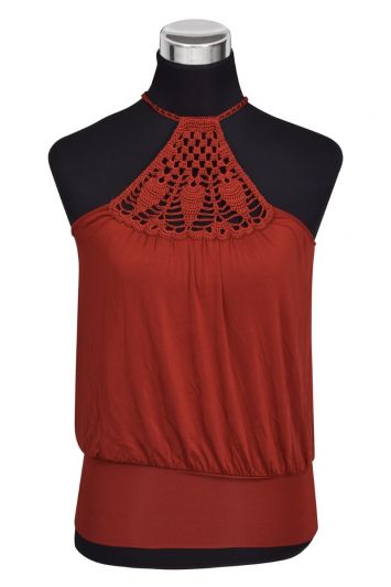 Jean Paul Gaultier Red Crochet Top