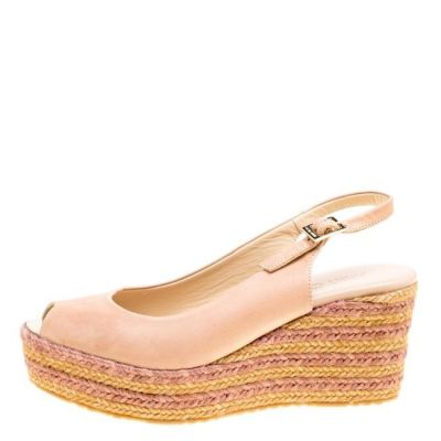 JIMMY CHOO BEIGE PRAISE ESPADRILLE WEDGES