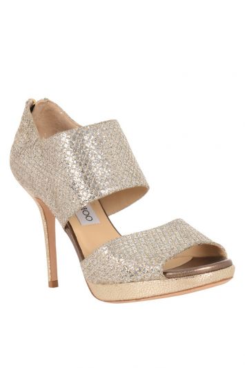 JIMMY CHOO GLITTER PRIVATE PLATFORM SANDALS