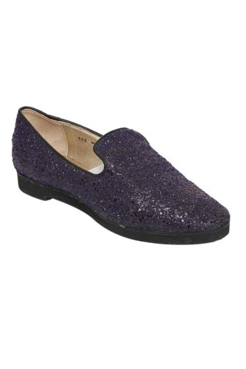 Jimmy Choo Glittery Purple Slip On Loafers
