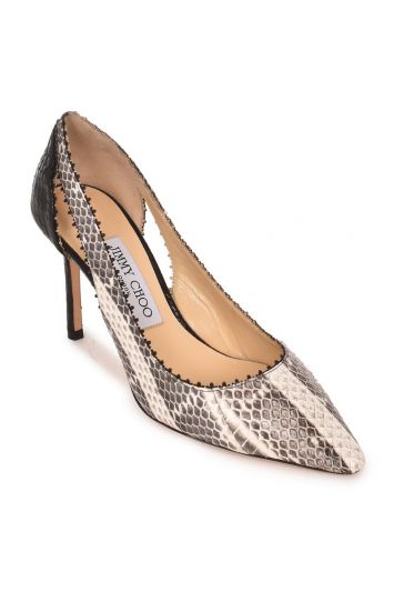 JIMMY CHOO SNAKE PRINT LEATHER PUMPS