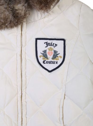 JUICY COUTURE WHITE & GOLD QUILTED DOWN FEATHER HOODIE