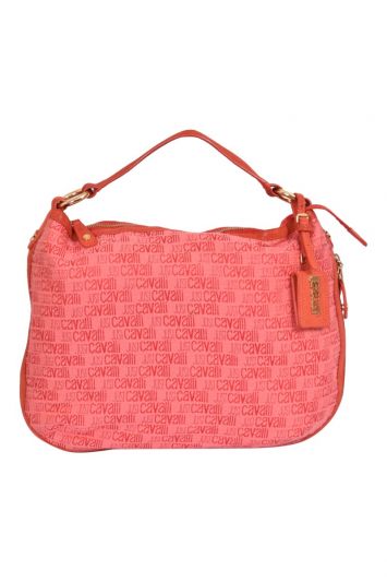 Just Cavalli Red Canvas Handbag