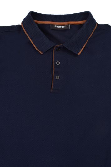Karl Lagerfeld Blue Perforated Polo T-shirt