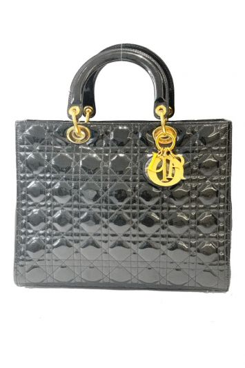 LADY DIOR BLACK PATENT LEATHER CANNAGE