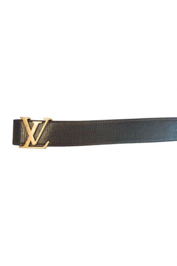 LOUIS VUITTON BLACK INITIALS BELT