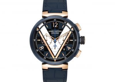 LOUIS VUITTON TAMBOUR DAMIER COBALT CHRONOGRAPH WATCH