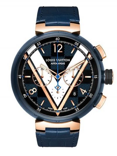 LOUIS VUITTON TAMBOUR DAMIER COBALT CHRONOGRAPH WATCH