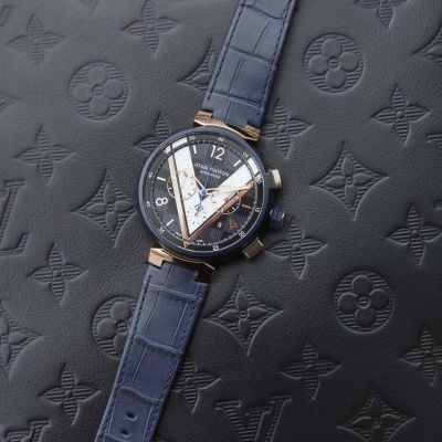 LOUIS VUITTON TAMBOUR DAMIER COBALT CHRONOGRAPH WATCH