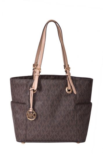 Michael Kors Monogram Brown Jet Set Tote Bag