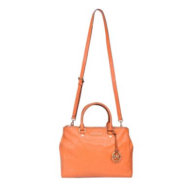 MICHAEL KORS ORANGE SUTTON OSTRICH HANDBAG