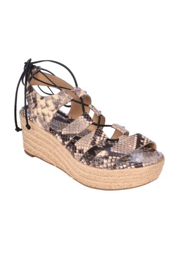 MICHAEL KORS SNAKE PRINT LACE UP WEDGES