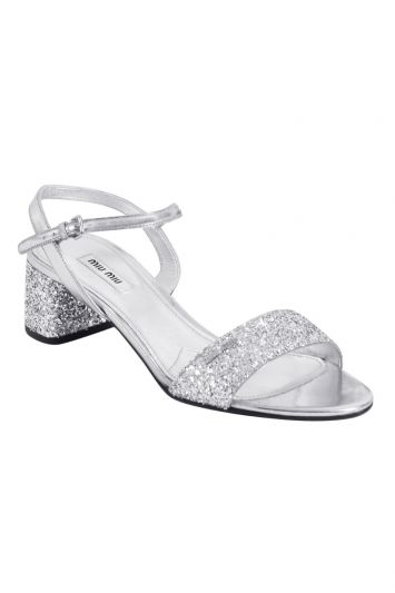 Miu Miu Sliver Glitter Sandals