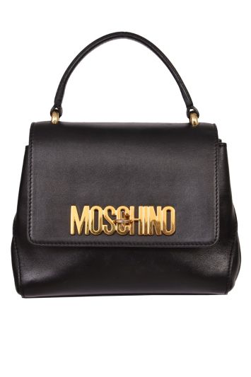 Moschino Leather Logo Flap Top Handle Bag