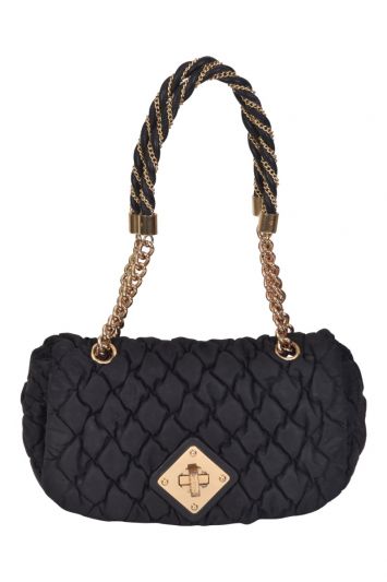 Moschino Quilted Nylon Flap Shoulder Bag