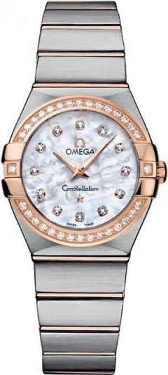 OMEGA CONSTELLATION STEEL GOLD DIAMONS MOP DIAL WATCH