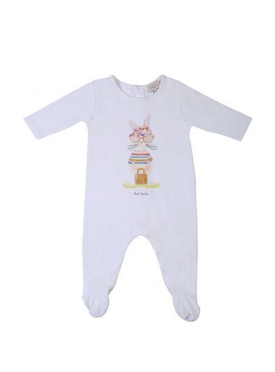 PAUL SMITH JUNIOR WHITE MISS CAT BABY ROMPER