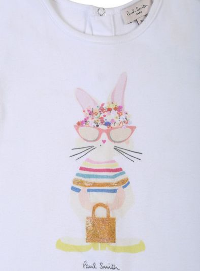 PAUL SMITH JUNIOR WHITE MISS CAT BABY ROMPER