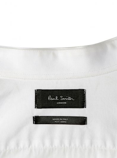 PAUL SMITH WHITE CLASSIC HERRINGBONE SELF PRINT SHIRT