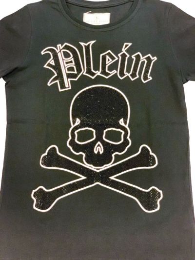 PHILIPP PLEIN BLACK STUDDED SKULL T SHIRT