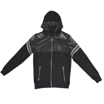 PHILIPP PLEIN LEATHER BOMBER HOODIE