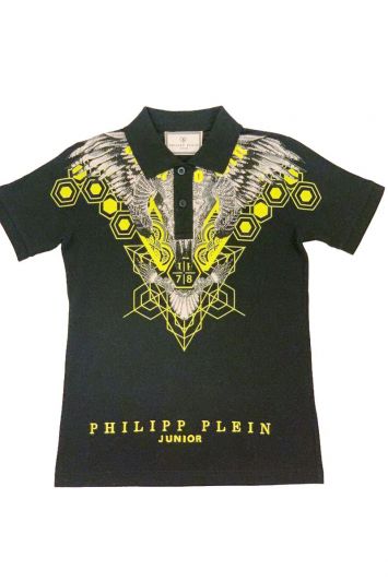 PHILIPP PLEIN NEON EAGLE STUDDED POLO