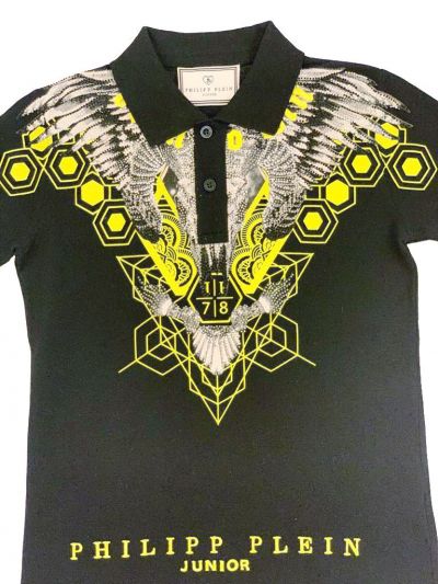 PHILIPP PLEIN NEON EAGLE STUDDED POLO