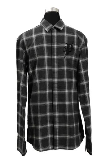 Philipp Plein Size M Black and Grey Collar Shirt
