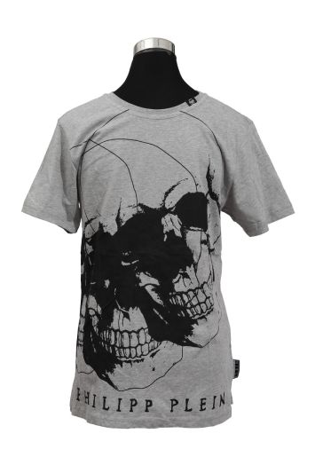 Philipp Plein Size M Grey/Black Skull T-shirt