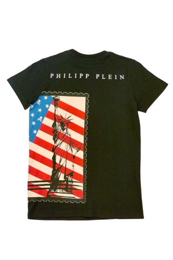 PHILIPP PLEIN STATUE OF LIBERTY STUDDED T SHIRT