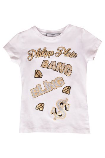 Philipp Plein White Bang Bling Crewneck T-shirt