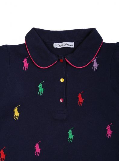 POLO RALPH LAUREN BLUE PIQUE POLO DRESS