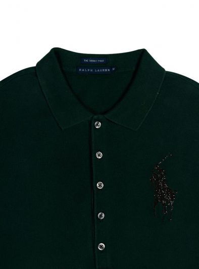 POLO RALPH LAUREN FOREST GREEN SWAROVSKI POLO T- SHIRT