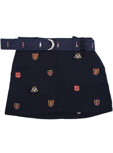 POLO RALPH LAUREN NAVY BLUE EMBROIDERED SKIRT