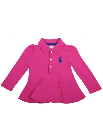 POLO RALPH LAUREN PINK PIQUE PEPLUM POLO DRESS