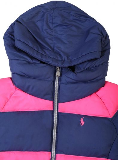 POLO RALPH LAUREN PINK & PURPLE QUILTED DOWN FEATHER HOODIE