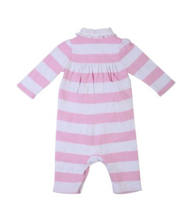 POLO RALPH LAUREN PINK & WHITE STRIPED POLO ROMPER