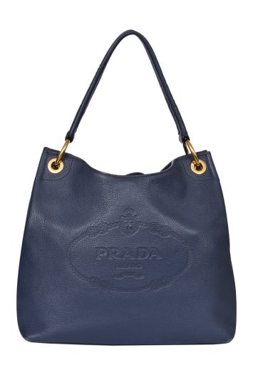 Prada Blue Leather Cervo Hobo Bag