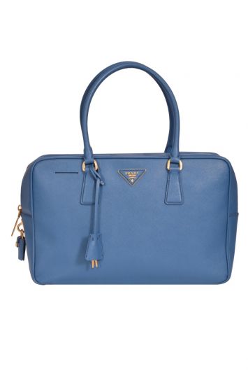 Prada Blue Saffiano Leather Promenade Satchel Bag