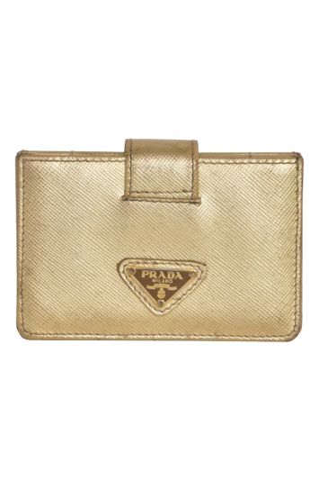 Prada Gold Saffiano Card Holder