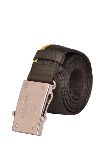 Prada Logo Engraved Canvas Belt