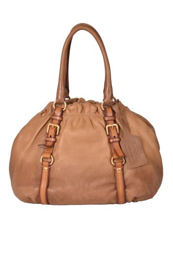Prada Ombre Deerskin Light Brown Leather Hobo Bag